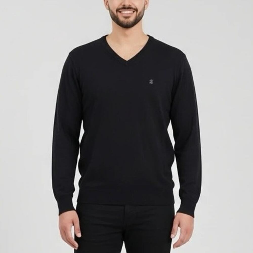 South Pole Men’s Long Sleeve Black V-Neck Sweater – XL (100% Acrylic)